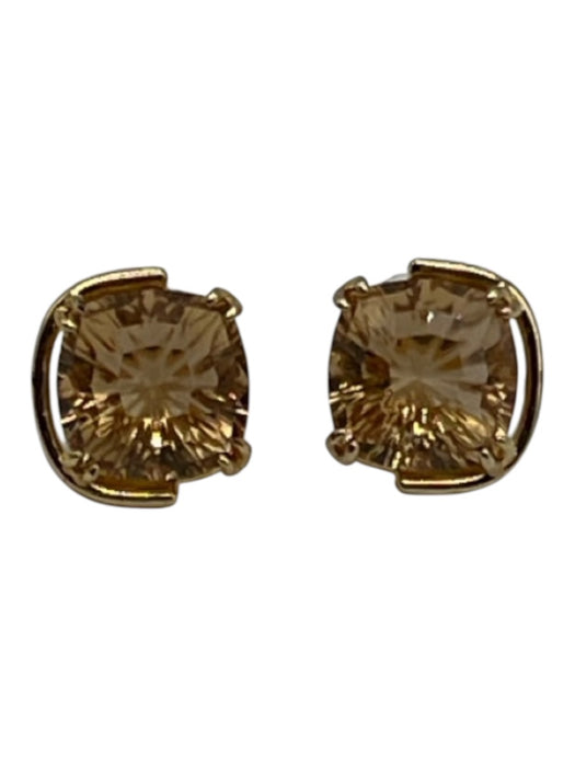 Swarovski Gold Crystal Cushion Cut Post Back Earrings Gold