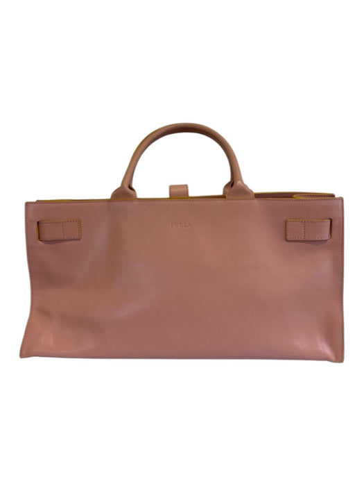 Furla Pink & Yellow Leather Top Handle Magnetic Snap Closure Strap Detail Bag Pink & Yellow
