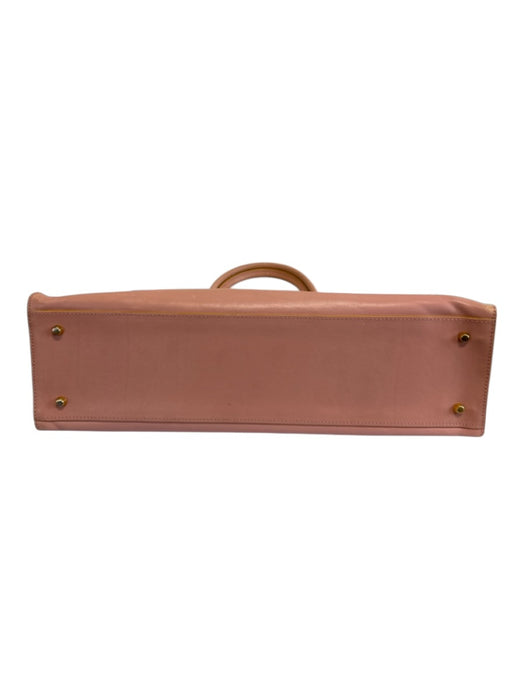 Furla Pink & Yellow Leather Top Handle Magnetic Snap Closure Strap Detail Bag Pink & Yellow