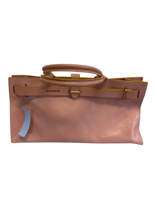 Furla Pink & Yellow Leather Top Handle Magnetic Snap Closure Strap Detail Bag Pink & Yellow