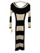 Avec Les Filles Size XS Black & Off White Viscose Blend Ribbed Knit Midi Dress Black & Off White / XS