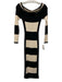 Avec Les Filles Size XS Black & Off White Viscose Blend Ribbed Knit Midi Dress Black & Off White / XS