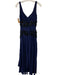 Nicole Miller Collection Size 4 Navy Blue & Black Silk V Neck Sleeveless Dress Navy Blue & Black / 4