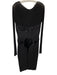 Gianfranco Ferre Size S / 42 Black Silk Blend Satin Sheer Panel Sheath Dress Black / S / 42