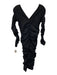 Helmut Lang Size XS/S Black Long Sleeve Gathered V Neck Below knee Dress Black / XS/S