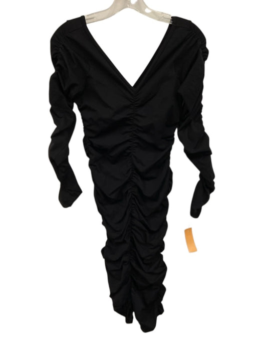 Helmut Lang Size XS/S Black Long Sleeve Gathered V Neck Below knee Dress Black / XS/S