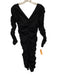 Helmut Lang Size XS/S Black Long Sleeve Gathered V Neck Below knee Dress Black / XS/S