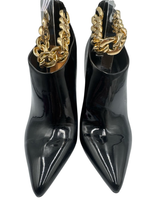 Inc Shoe Size 9 Black Leather Stiletto Chain Strap Pointed Toe Pumps Black / 9