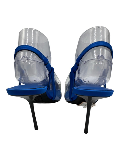 I.N.C. Shoe Size 9 Blue & Clear Satin & PVC Gathered Detail Stiletto Slingbacks Blue & Clear / 9