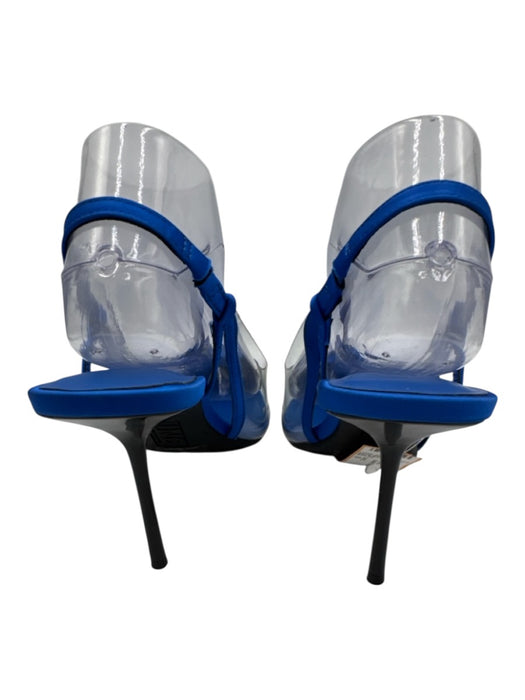 I.N.C. Shoe Size 9 Blue & Clear Satin & PVC Gathered Detail Stiletto Slingbacks Blue & Clear / 9