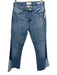 Frame Size 24 Medium Wash Cotton Blend High Rise Patch Print Flare Raw Hem Jeans Medium Wash / 24