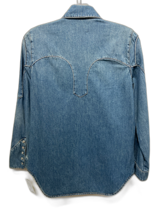Zadig & Voltaire Size XS Medium Wash Cotton Denim Long Sleeve Western Top Medium Wash / XS