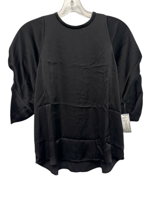 Koch Size XS Black Polyester Satin Cuffed Pleated Short Sleeve Back Zip Top Black / XS