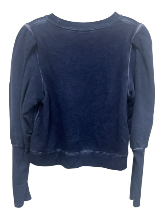 Veronica Beard Jeans Size M Navy Blue Pima Cotton Tiered Sleeve Crewneck Sweater Navy Blue / M