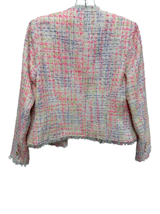 S'edge Size XS Pink, Green, Blue Button Detail Tweed Fringe Open Front Jacket Pink, Green, Blue / XS