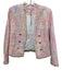 S'edge Size XS Pink, Green, Blue Button Detail Tweed Fringe Open Front Jacket Pink, Green, Blue / XS
