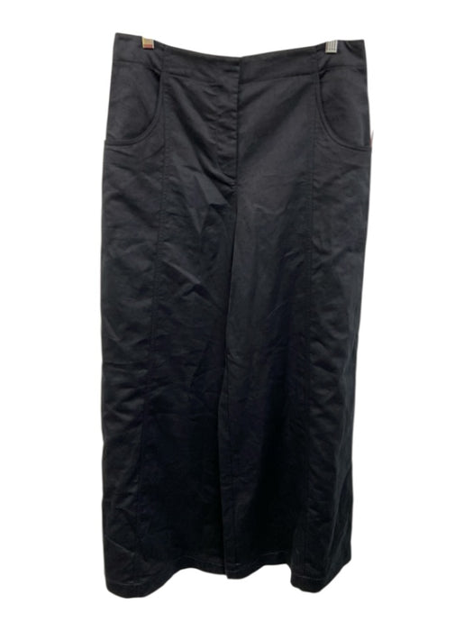 TWP Size 8 Black Linen Blend High Rise Zip & Hook Wide Leg Pants Black / 8
