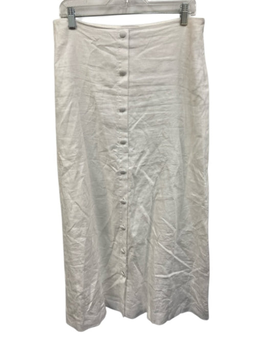 Reformation Size 8 White Linen & Cotton Button Front Side Zip Maxi Skirt White / 8