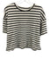 Spanx Size L Black & White Cotton Blend Stripe Boxy Crop Top Black & White / L