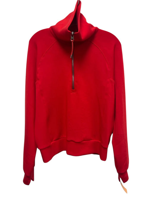 Spanx Size L Red Modal Blend Foldover Collar Quarter Zip Crop Pullover Sweater Red / L