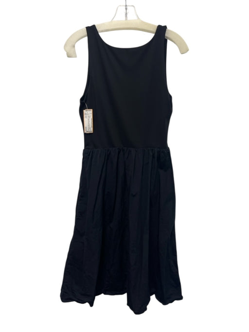 Spanx Size M Black Nylon Blend Sleeveless Fabric Block Gathered Waist Dress Black / M