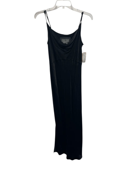 By Anthropologie Size M Black Viscose Spaghetti Strap Satin Cowl neck Slip Dress Black / M