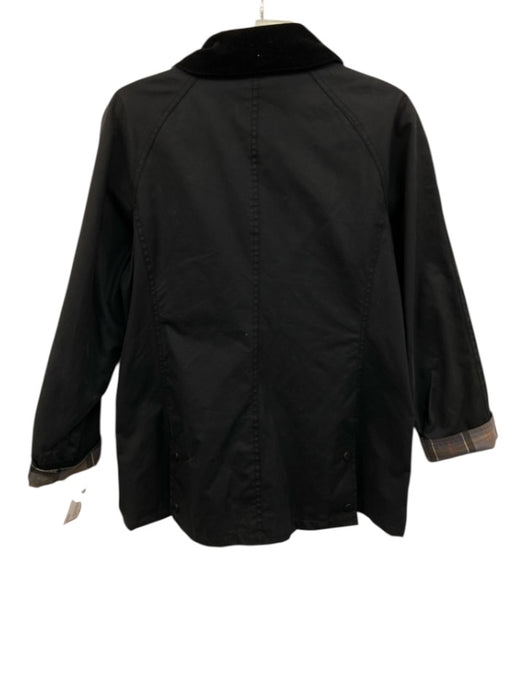 Barbour Size 6 Black & Gray Waxed Cotton Corduroy Collar Tartan Lining Jacket Black & Gray / 6