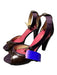 Kate Spade Shoe Size 7 Black & Purple Leather Peep Toe Ankle Strap Buckle Shoes Black & Purple / 7