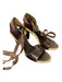 Celine Shoe Size 38 Brown & Tan Leather Woven Strappy Lace Up High Heel Shoes Brown & Tan / 38