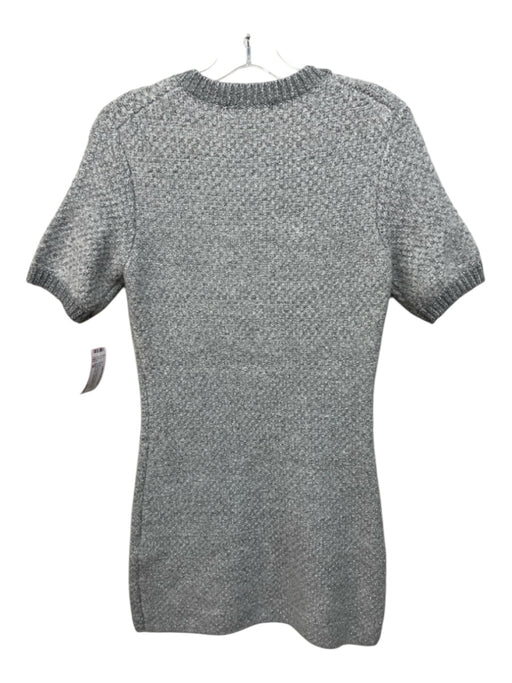 Maje Size 36 Grey & Silver Polyester & Acrylic Tweed Front Pockets Dress Grey & Silver / 36