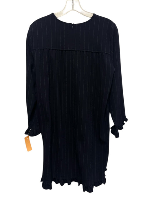 Ganni Size 36 Navy Blue Polyester Blend Long Sleeve Ruffle sleeve Midi Dress Navy Blue / 36