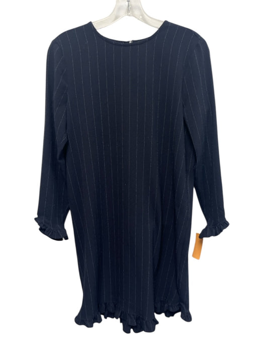 Ganni Size 36 Navy Blue Polyester Blend Long Sleeve Ruffle sleeve Midi Dress Navy Blue / 36