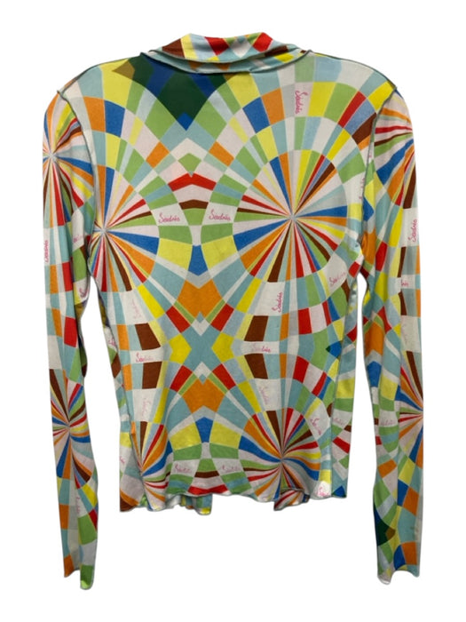 Siedres Size S Green, Blue & Multi Polyester Blend lettuce edge Geometric Top Green, Blue & Multi / S
