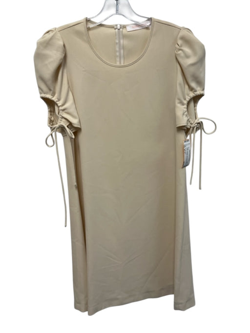 See By Chloe Size 36 / S Cream Polyester Puff Shoulder Short Sleeve Dress Cream / 36 / S