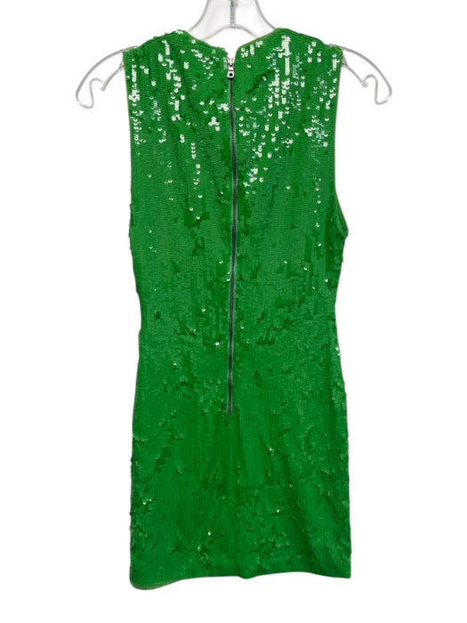 Alice & Olivia Size Est XS Green Nylon Blend Sequin Sleeveless Back Zip Dress Green / Est XS
