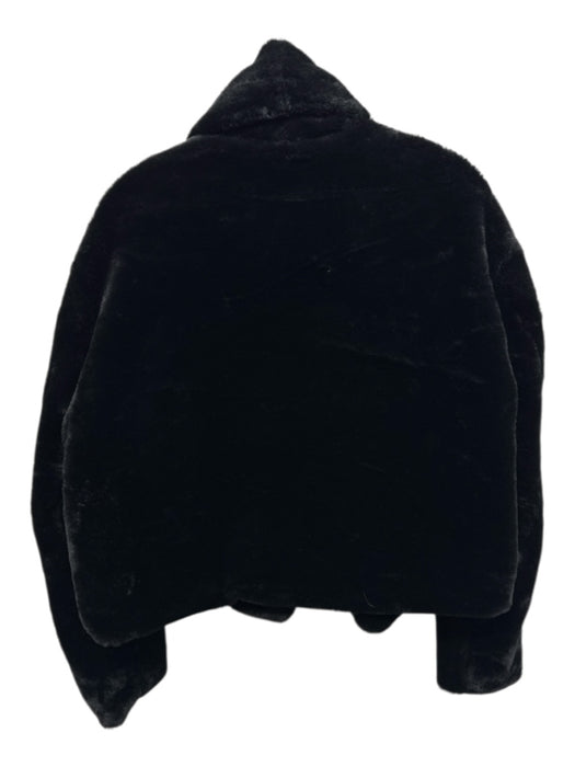 Blank NYC Size M Black Polyester Faux Fur Fuzzy Open Front Pockets Jacket Black / M