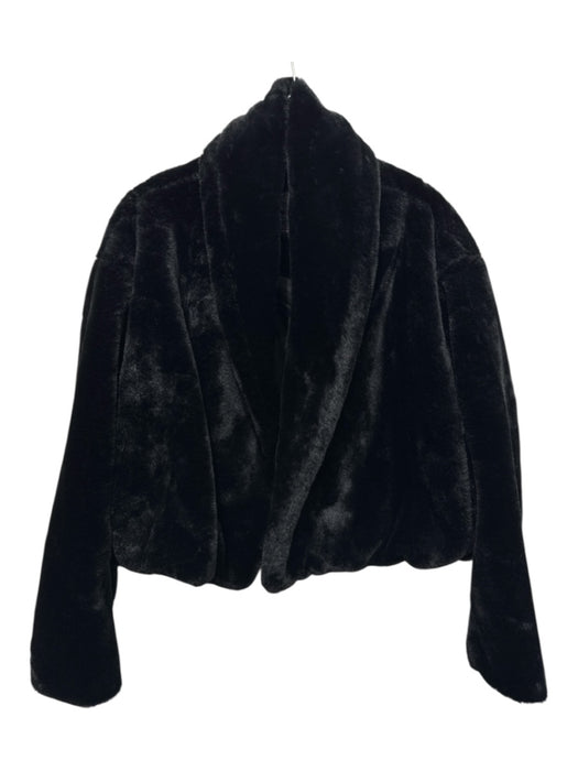 Blank NYC Size M Black Polyester Faux Fur Fuzzy Open Front Pockets Jacket Black / M