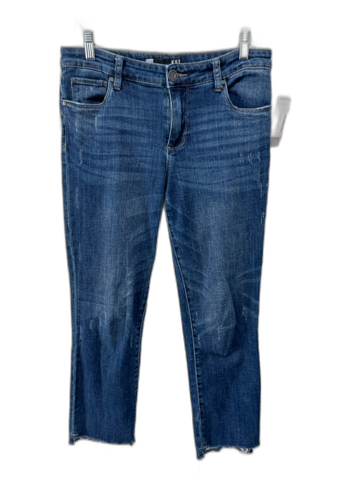 KUT Size 6 Med Wash Cotton Denim Whiskering 5 Pocket Mid Rise Straight Jeans Med Wash / 6