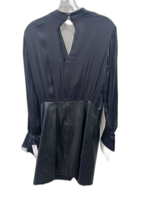 Maeve Size 8 Black Viscose Long Sleeve Cowl Neck Faux Leather Skirt Dress Black / 8