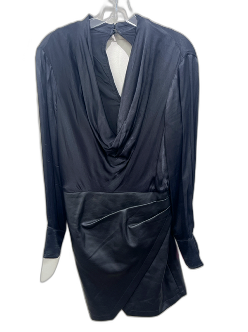 Maeve Size 8 Black Viscose Long Sleeve Cowl Neck Faux Leather Skirt Dress Black / 8