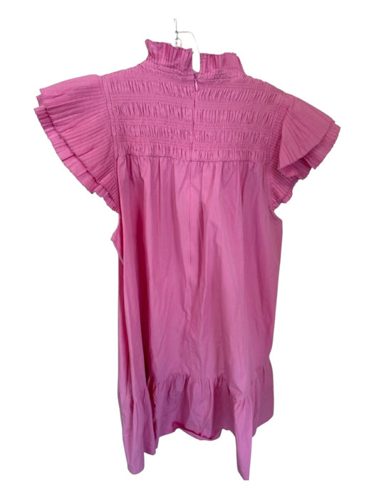 Love The Label Size L Pink Cotton Flutter Sleeves Acordian Pleated Dress Pink / L