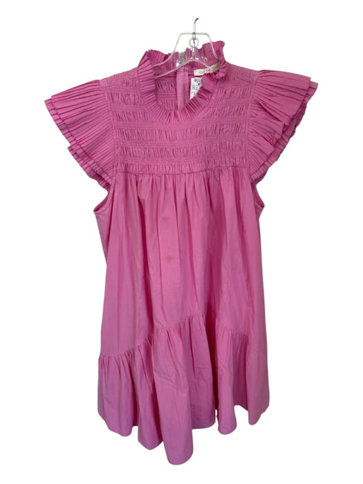 Love The Label Size L Pink Cotton Flutter Sleeves Acordian Pleated Dress Pink / L