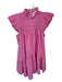 Love The Label Size L Pink Cotton Flutter Sleeves Acordian Pleated Dress Pink / L