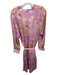LaRoque Size XL Purple & Yellow Polyester Long Sleeve Split Neck Tie Dye Dress Purple & Yellow / XL