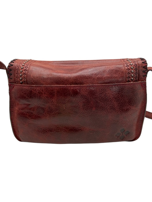 Patricia Nash Burgundy Leather whipstitch trim embossed Fringe Detail Bag Burgundy / Small