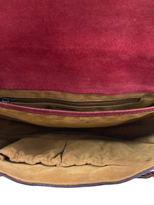 Patricia Nash Burgundy Leather whipstitch trim embossed Fringe Detail Bag Burgundy / Small