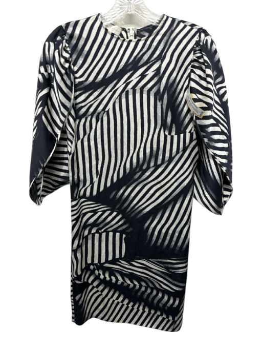 Stella McCartney Size 38 Black & White Silk 1/2 Sleeve Zebra Print Dress Black & White / 38