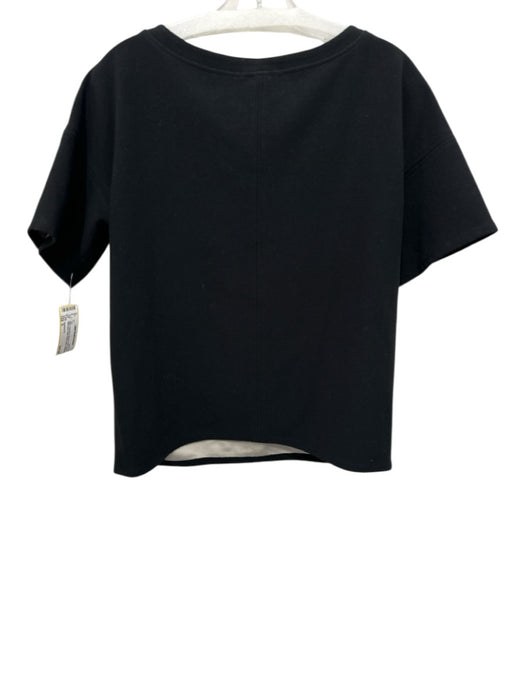 Emerson Fry Size S Black Polyester & Viscose Short Sleeve Wide Neck Boxy Top Black / S