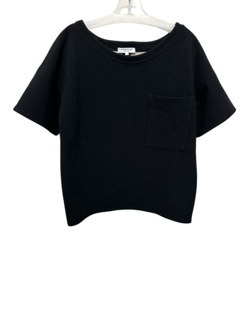 Emerson Fry Size S Black Polyester & Viscose Short Sleeve Wide Neck Boxy Top Black / S