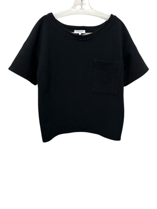 Emerson Fry Size S Black Polyester & Viscose Short Sleeve Wide Neck Boxy Top Black / S